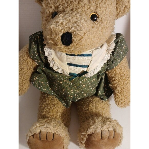 Vintage 25 In JC Penney  Teddy Bear In Green Floral Dress PL2 - Picture 6 of 9
